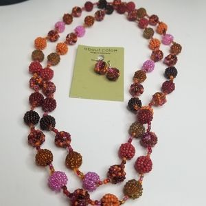 New About Color Beaded Necklace and Earrings